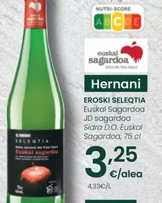 Oferta de Eroski Seleqtia - Sidra D.O. Euskal Sagardoa por 3,25€ en Eroski