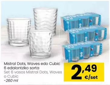 Oferta de Set 6 Vasos Mistral Dots por 2,49€ en Eroski