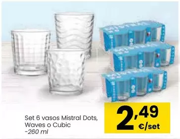 Oferta de Set 6 Vasos Mistral Dots por 2,49€ en Eroski