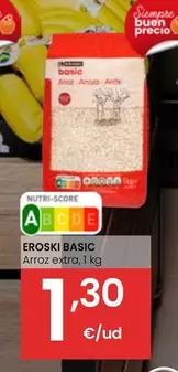 Oferta de Eroski Basic - Arroz Extra  por 1,3€ en Eroski