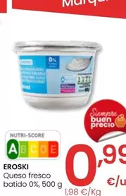 Oferta de Eroski - Queso Fresco Batido 0% por 0,99€ en Eroski