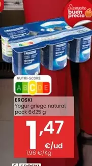 Oferta de Eroski - Yogur Griego Natural por 1,47€ en Eroski