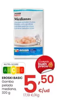 Oferta de Eroski Basic - Gamba Pelada Mediana por 5,5€ en Eroski