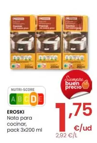 Oferta de Eroski - Nata Para Cocinar por 1,75€ en Eroski