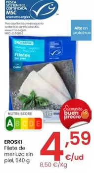 Oferta de Eroski - Filete De Merluza Sin Piel por 4,59€ en Eroski