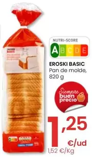 Oferta de Eroski Basic - Pan De Molde por 1,25€ en Eroski