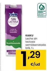 Oferta de Kaiku - Leche Sin Lactosa Semidesnatada Brik por 1,29€ en Eroski