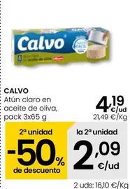 Oferta de Calvo - Atún Claro En Aceite De Oliva por 4,19€ en Eroski