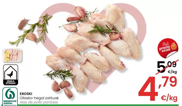 Oferta de Eroski - Alas De Pollo Partidas por 4,79€ en Eroski