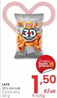 Oferta de Lay's - Conos 3D'S por 1,5€ en Eroski