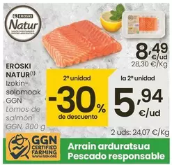 Oferta de Eroski Natur - Lomos De Salmón GGN por 8,49€ en Eroski