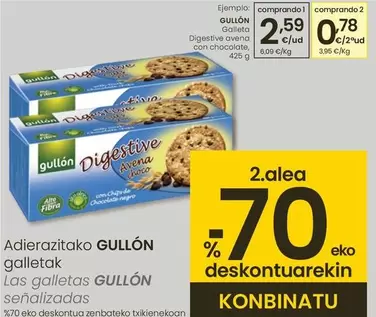 Oferta de Gullón - Galleta Digestive Avena Con Chocolate por 2,59€ en Eroski