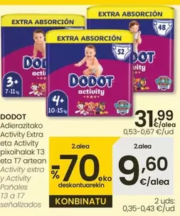 Oferta de Dodot - Activity Extra Y Activity Pañales por 31,99€ en Eroski