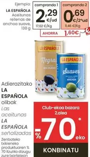 Oferta de La Española - Aceitunas Rellenas De Anchoa Suave por 2,29€ en Eroski