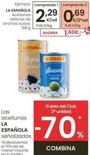 Oferta de La Española - Aceitunas Rellenas De Anchoa Suave por 2,29€ en Eroski