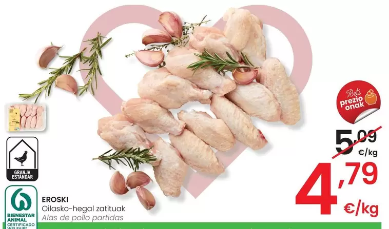 Oferta de Eroski - Alas De Pollo Partidos por 4,79€ en Eroski