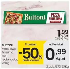 Oferta de Buitoni - Masa Pizza Finissima Sd Rectangular por 1,99€ en Eroski