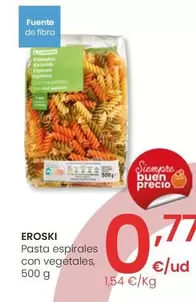 Oferta de Eroski - Pasta Espirales Con Vegetales por 0,77€ en Eroski