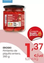 Oferta de Eroski - Pimiento De Piquillo Entero por 1,37€ en Eroski