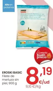 Oferta de Eroski Basic - Filete De Merluza Sin Piel por 8,19€ en Eroski