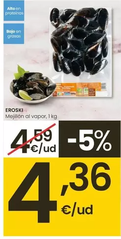 Oferta de Eroski - Mejillon Al Vapor por 4,36€ en Eroski