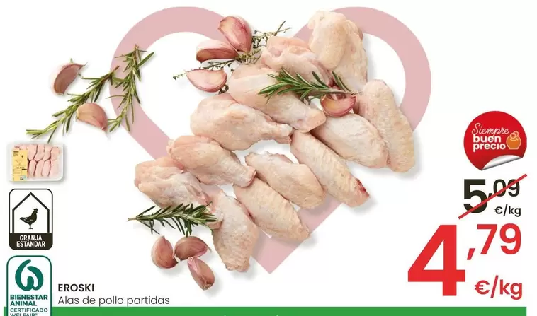 Oferta de Eroski - Alas De Pollo Partidos por 4,79€ en Eroski