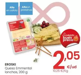 Oferta de Eroski - Queso Emmental Lonchas por 2,05€ en Eroski