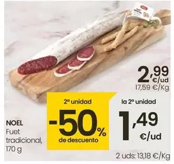 Oferta de Noel - Fuet Tradicional por 2,99€ en Eroski