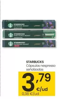 Oferta de Starbucks - Capsulas Nespresso Senalizados por 3,79€ en Eroski