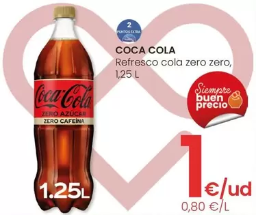 Oferta de Coca-Cola - Refresco Cola Zero Zero por 1€ en Eroski