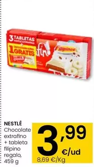 Oferta de Nestlé - Chocolate Extrafino + Tableta Filipino por 3,99€ en Eroski