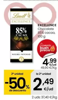 Oferta de Lindt - Excellence Chocolate 85% Cacao por 4,99€ en Eroski