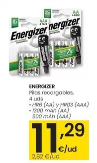 Oferta de Energizer - Pilas Recargables por 11,29€ en Eroski