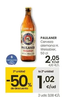 Oferta de Paulaner - Cerveza Alemana H. Weissbier por 2,05€ en Eroski