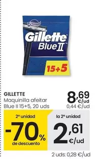 Oferta de Gillette - Maquinilla Afeitar Blue II 15+5 por 8,69€ en Eroski