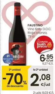 Oferta de Faustino - Vino Tinto D.o.c. Rioja Crianza por 6,95€ en Eroski