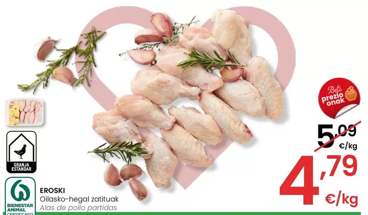 Oferta de Eroski - Alas De Pollo Partidos por 4,79€ en Eroski