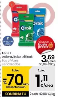 Oferta de Orbit - Los Chicles Senalizados por 3,69€ en Eroski