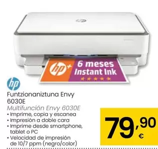 Oferta de HP - Multifunción Envy 6030E por 79,9€ en Eroski