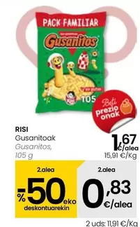 Oferta de Risi - Gusanitos por 1,67€ en Eroski