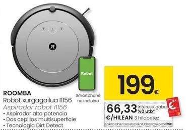 Oferta de Roomba - Aspirador Robot  por 199€ en Eroski