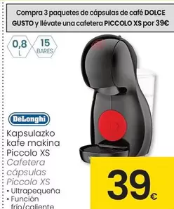 Oferta de De'Longhi - Cafetera Capsulas Piccolo Xs por 39€ en Eroski