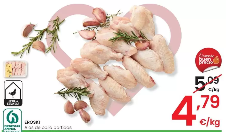 Oferta de Eroski - Alas De Pollo Partidos por 4,79€ en Eroski