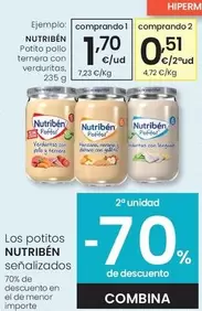 Oferta de Nutribén - Potito Pollo Ternera Con Verduratas por 1,7€ en Eroski