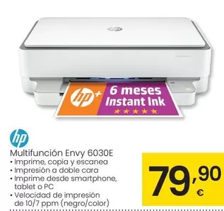 Oferta de HP - Multifunción Envy 6030E por 79,9€ en Eroski