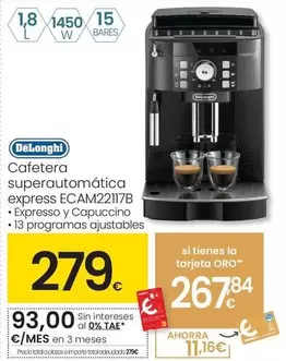 Oferta de De'Longhi - Cafetera Superautomatica Express  por 279€ en Eroski