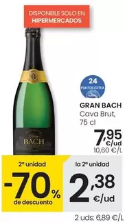 Oferta de Gran Bach - Cava Brut por 7,95€ en Eroski