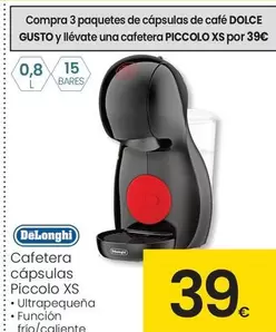 Oferta de De'Longhi - Cafetera Capsulas Piccolo Xs por 39€ en Eroski