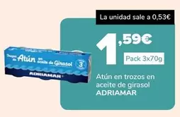 Oferta de Adriamar - Atun En Trozos En Aceite De Girasol por 1,59€ en Supeco