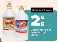 Oferta de Sutil - Detergente Liquido Marsella O Gel por 2€ en Supeco